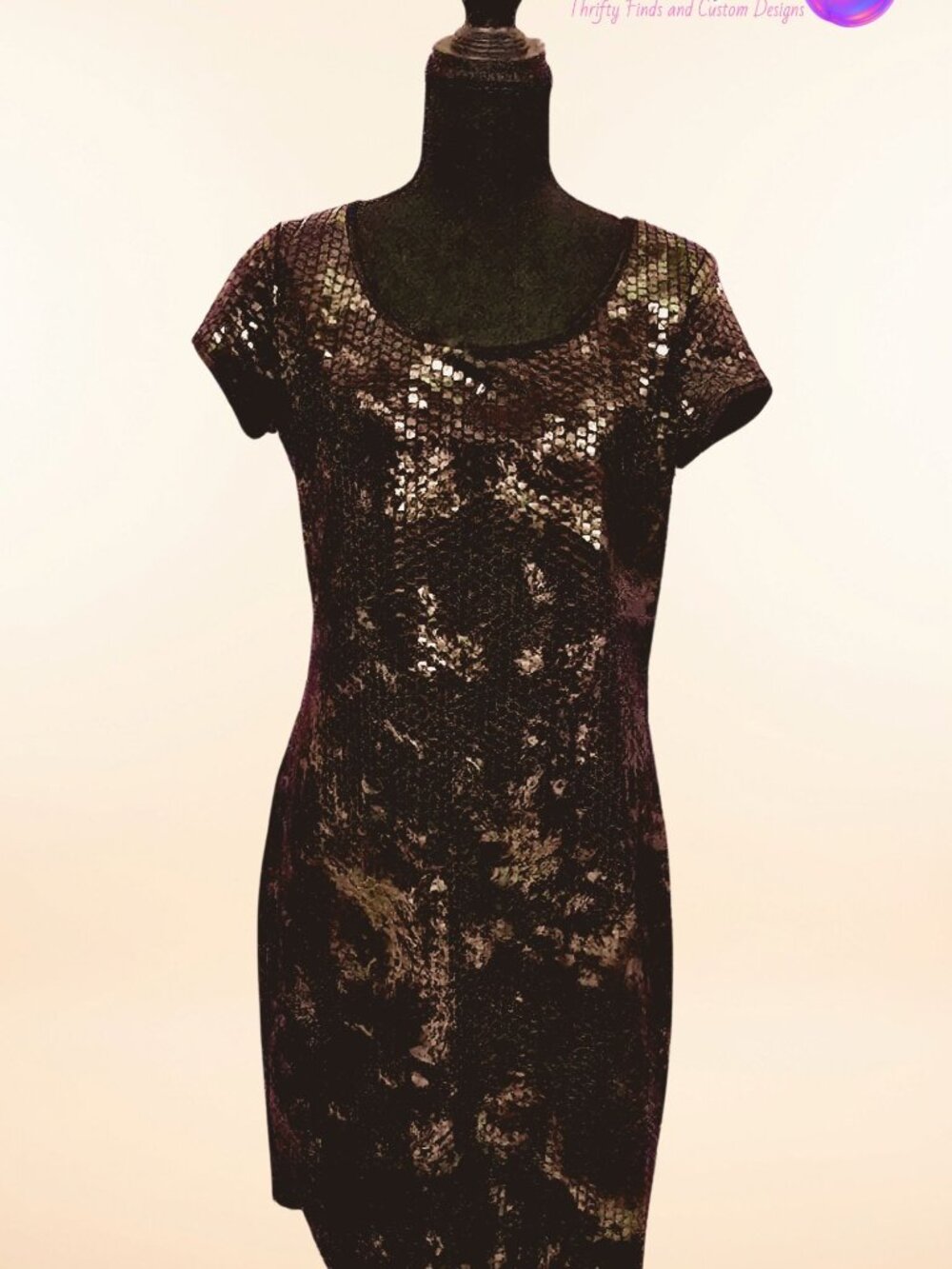 Ronni Nicole Black Shiny Nailhead Sequin Cocktail Dress